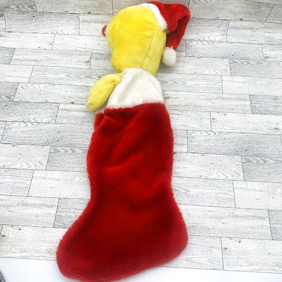 1991 Warner Brothers Tweety Bird 3-D Plush Christmas Stocking w/ Santa Hat - Picture 5 of 9